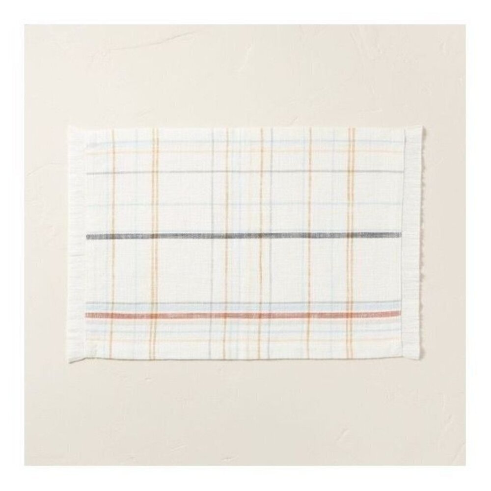 Hearth & Hand Magnolia 4pk Casual Plaid Placemat Set Cream